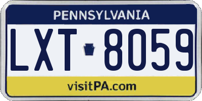 PA license plate LXT8059