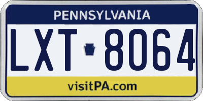 PA license plate LXT8064