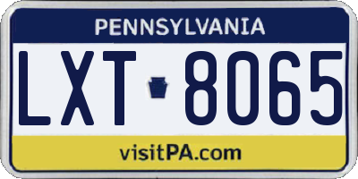 PA license plate LXT8065