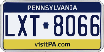 PA license plate LXT8066