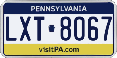 PA license plate LXT8067