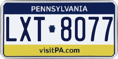 PA license plate LXT8077