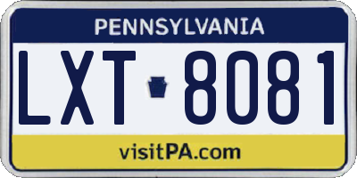 PA license plate LXT8081
