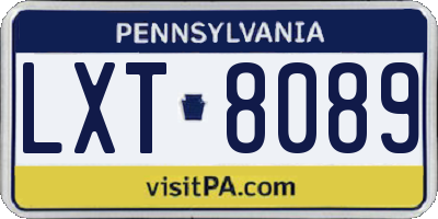 PA license plate LXT8089