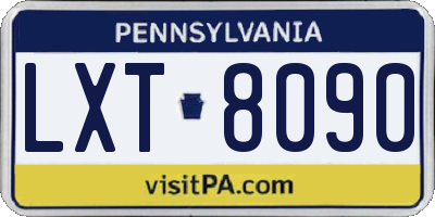 PA license plate LXT8090