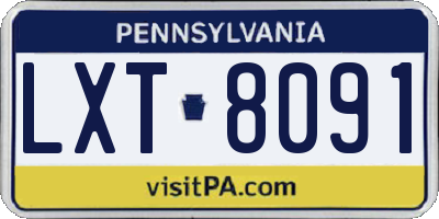 PA license plate LXT8091