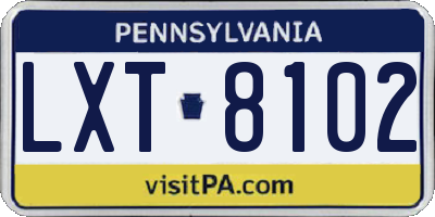 PA license plate LXT8102