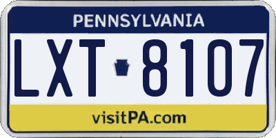 PA license plate LXT8107