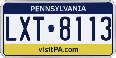 PA license plate LXT8113