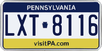 PA license plate LXT8116