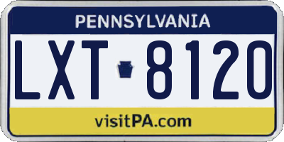 PA license plate LXT8120