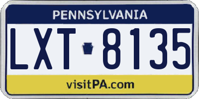 PA license plate LXT8135