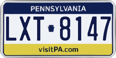 PA license plate LXT8147