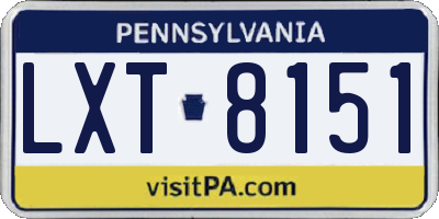 PA license plate LXT8151