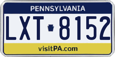 PA license plate LXT8152