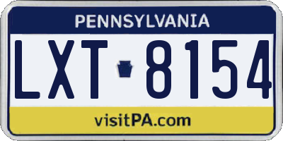 PA license plate LXT8154
