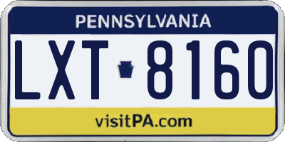PA license plate LXT8160