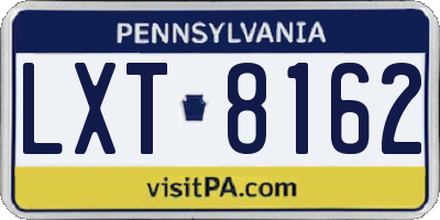 PA license plate LXT8162