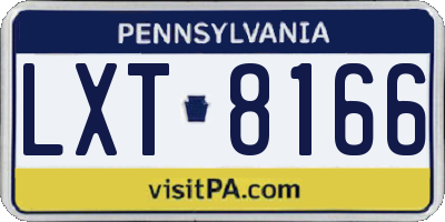 PA license plate LXT8166
