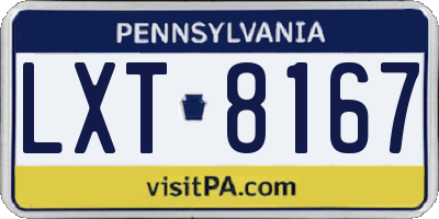 PA license plate LXT8167
