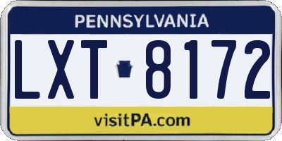 PA license plate LXT8172