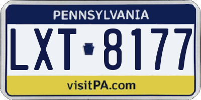 PA license plate LXT8177