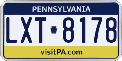 PA license plate LXT8178
