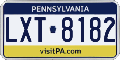 PA license plate LXT8182