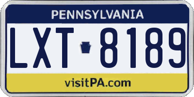 PA license plate LXT8189
