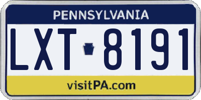 PA license plate LXT8191