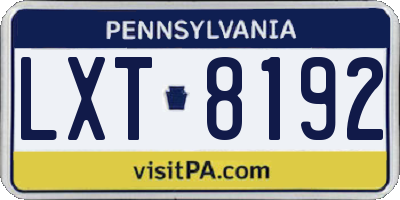 PA license plate LXT8192