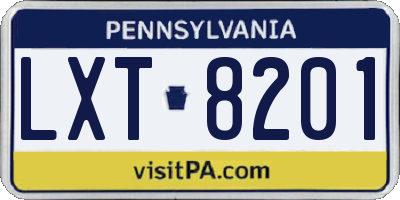 PA license plate LXT8201