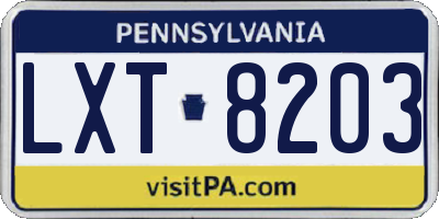 PA license plate LXT8203