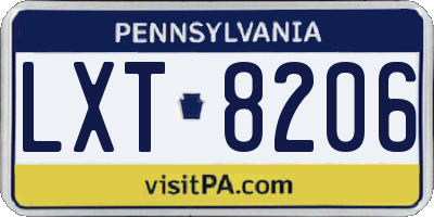 PA license plate LXT8206