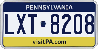 PA license plate LXT8208