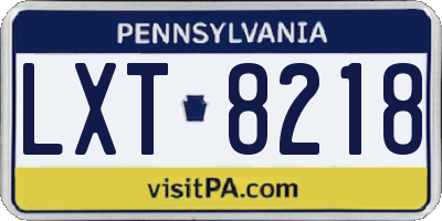 PA license plate LXT8218