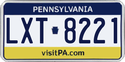 PA license plate LXT8221