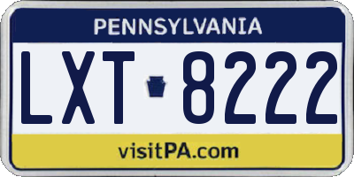 PA license plate LXT8222