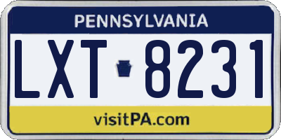 PA license plate LXT8231