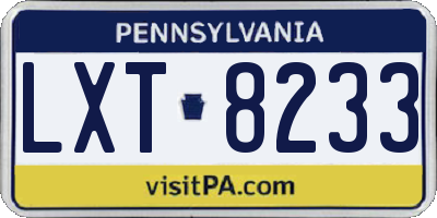 PA license plate LXT8233