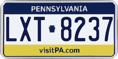 PA license plate LXT8237