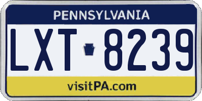 PA license plate LXT8239