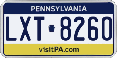 PA license plate LXT8260