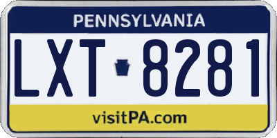 PA license plate LXT8281