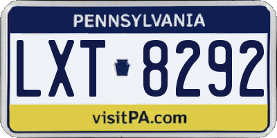 PA license plate LXT8292