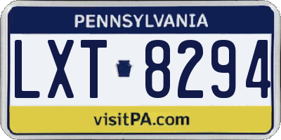 PA license plate LXT8294