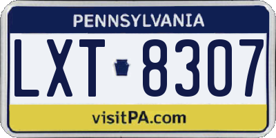 PA license plate LXT8307