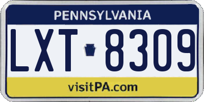 PA license plate LXT8309