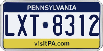 PA license plate LXT8312