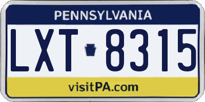 PA license plate LXT8315